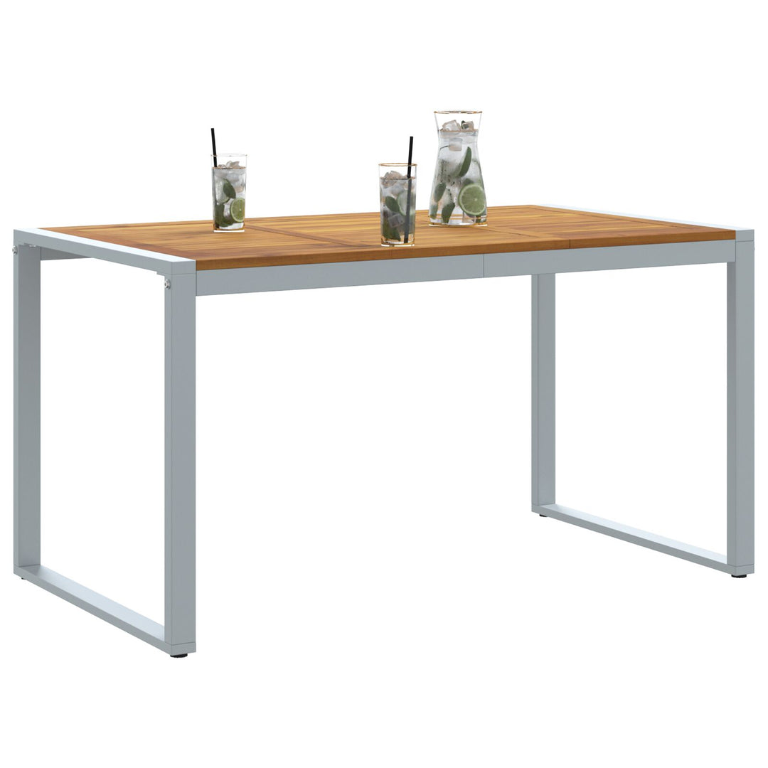 Udendørs Spisebord Grå 140x80x75 cm Stål og Massivt Akacie