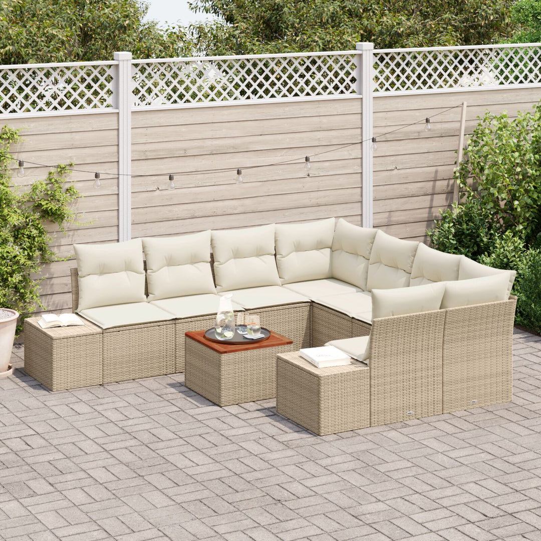 Have Sofa Sæt Sæt af 9 Beige og creme Rattan, Polyester
