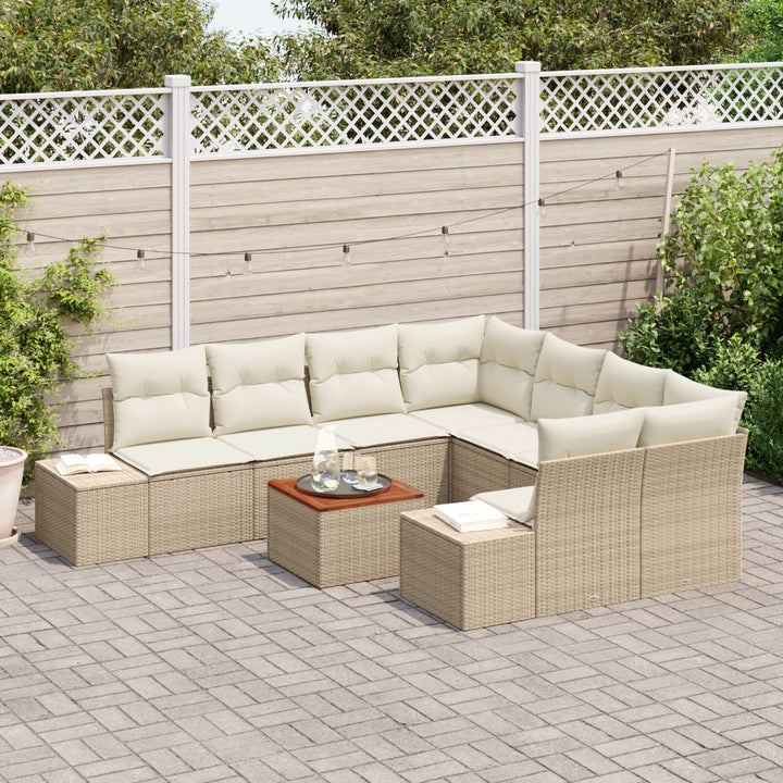 Have Sofa Sæt Sæt af 9 Beige og creme Rattan, Polyester