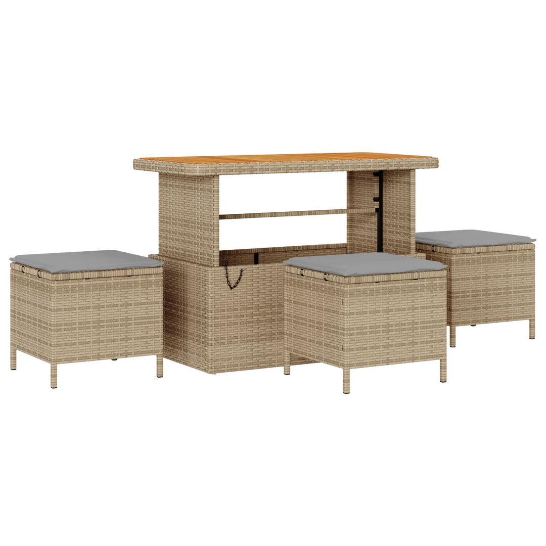 10 Delers Have Sofa Sæt med Hynder Beige Poly Rattan Acacia, vidaXL 2-Sæders Have Sofa med Opbevaring & Hynder Beige Poly Rattan, vidaXL 4 Stykker Have Spise Sæt med Hynder Beige Poly Rattan Acacia