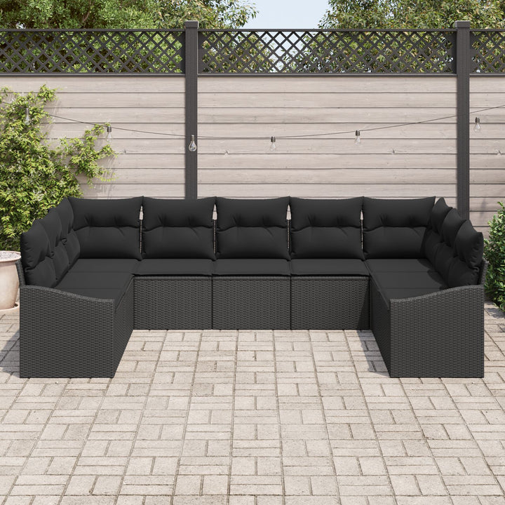Have Sofa Sæt 9 dele Sort Rattan, Polyester, Stål Have Sofa