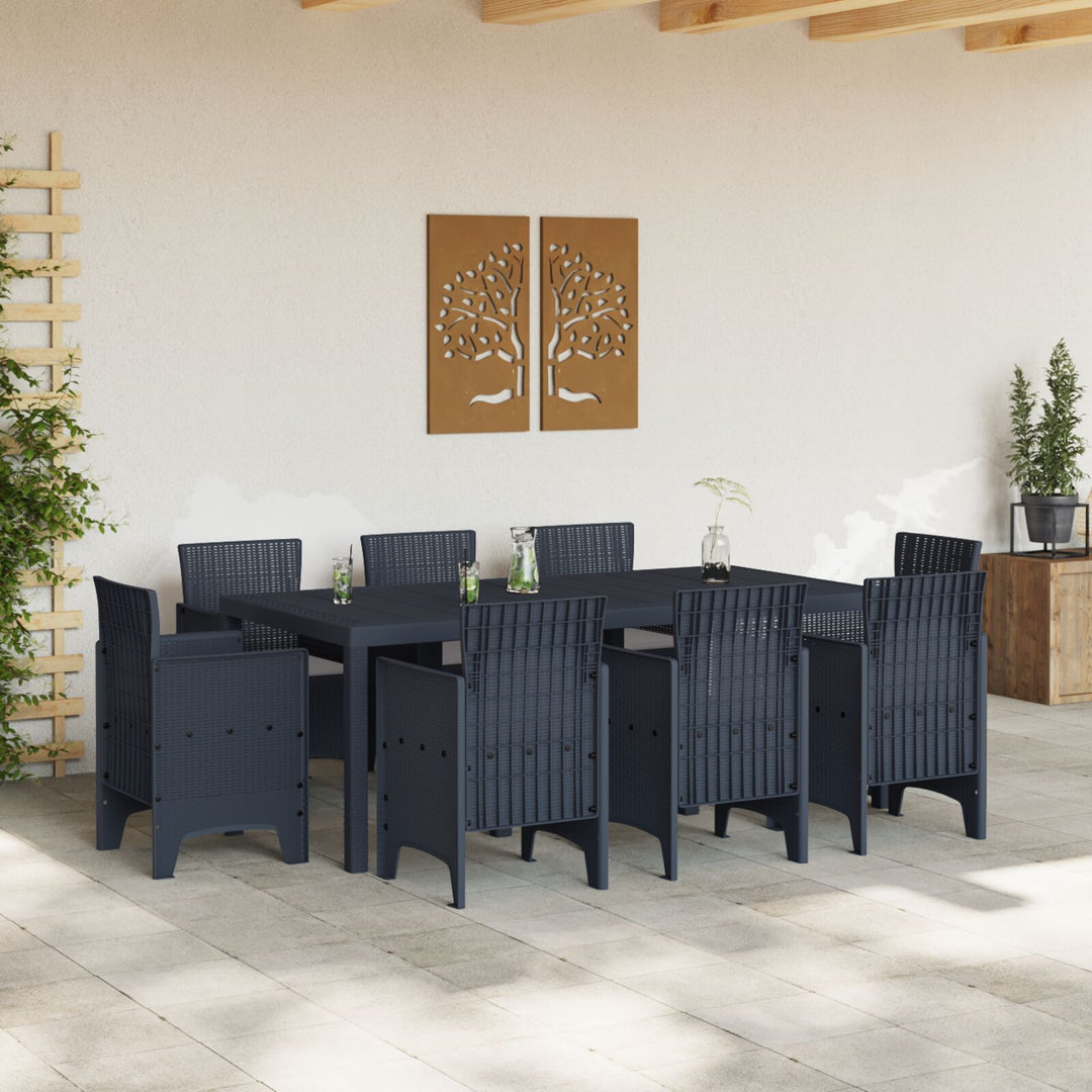 9 Delers Have Dining Set med Puder Antracit Poly Rattan