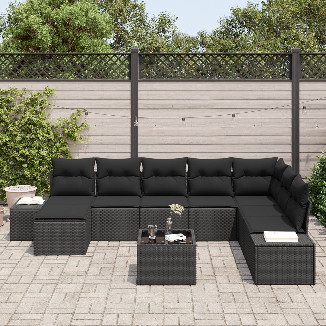 9-delt havesofa sæt med puder beige polyrattan