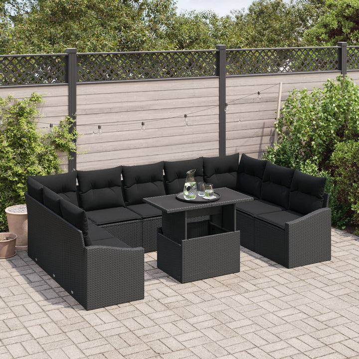 Have Sofa Sæt 10 Deler Sort Rattan Moderne
