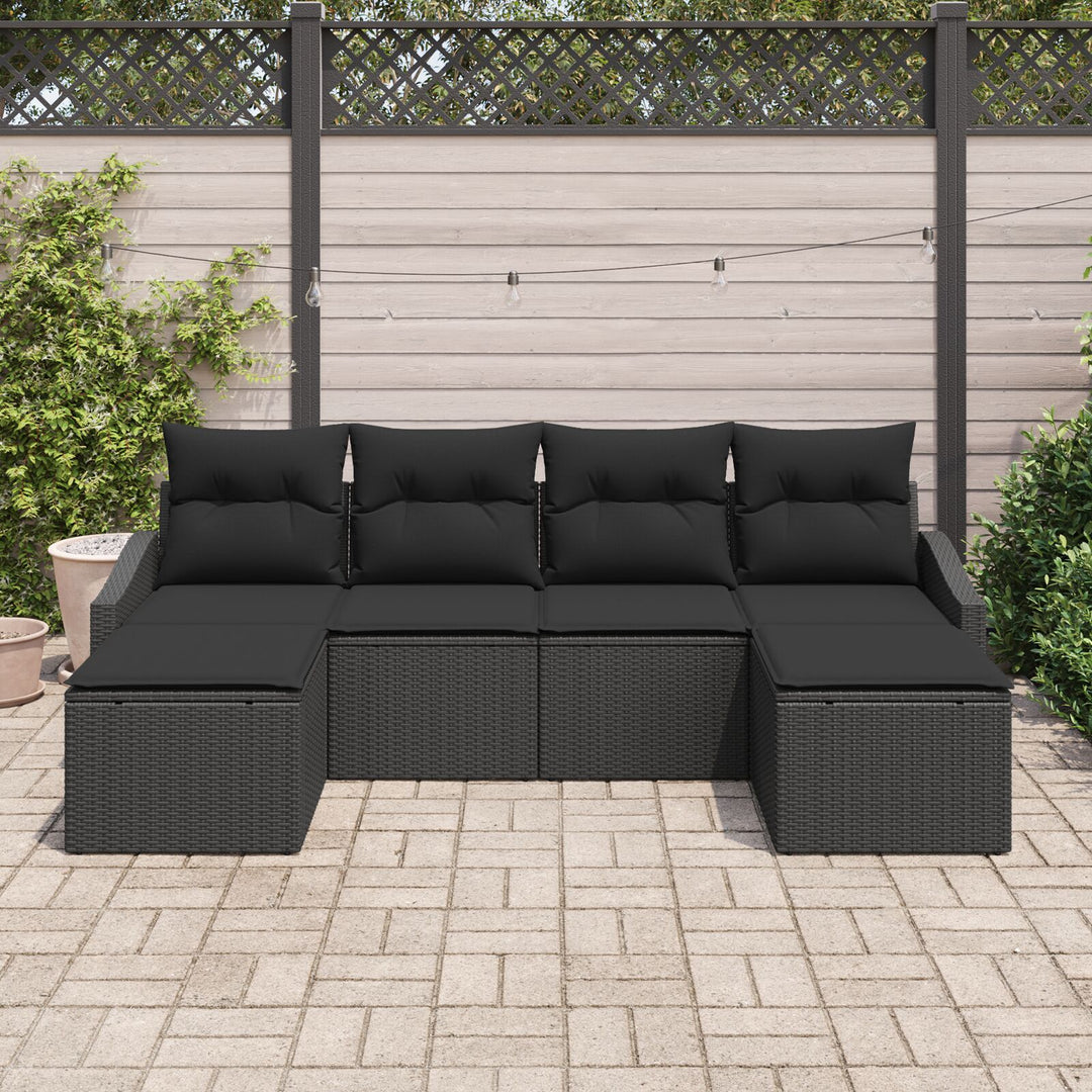 Have Sofa Sæt Sæt af 6 Sort Poly Rattan Udendørs Møbler
