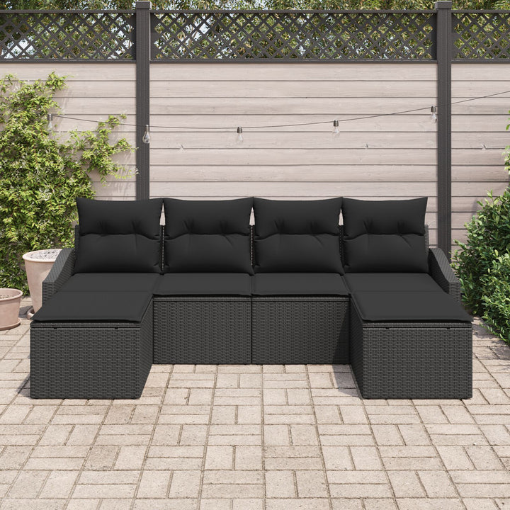 Have Sofa Sæt Sæt af 6 Sort Poly Rattan Udendørs Møbler
