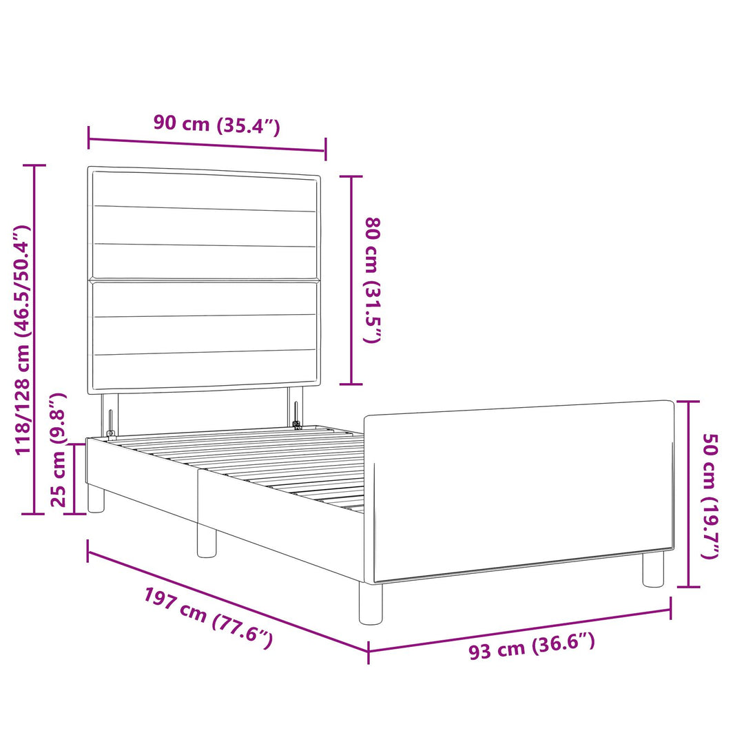 Sort Stof Sengeramme 90x190 cm