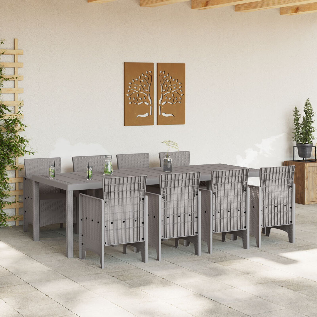 9 Dele Have Spisebord Hvid Poly Rattan