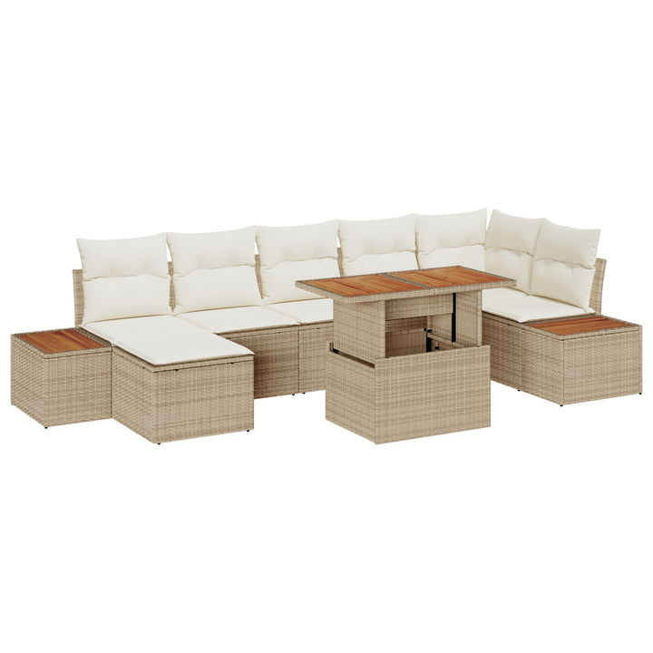 Havemøbel Sæt 8 Dele Beige Rattan, Polyester Havemøbler