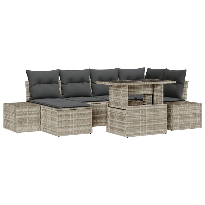 Have Sofa Sæt Sæt af 7 Brun, Grå Rattan, Polyester Have Sofa Sæt