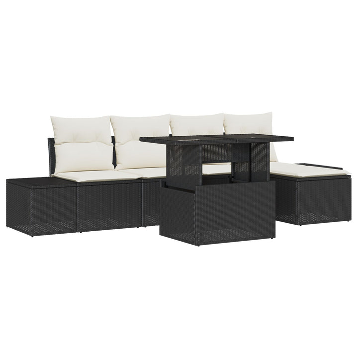 Have Sofa Sæt 6 dele Sort Syntetisk rattan, Polyester