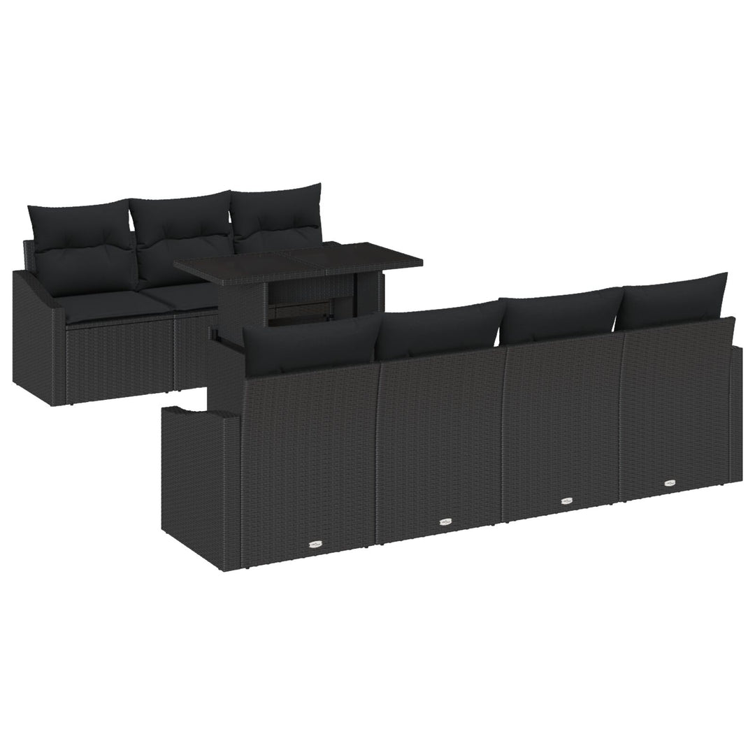 Havensofa Sæt Sæt af 8 Kulsort Rattan, Polyester Havensofa