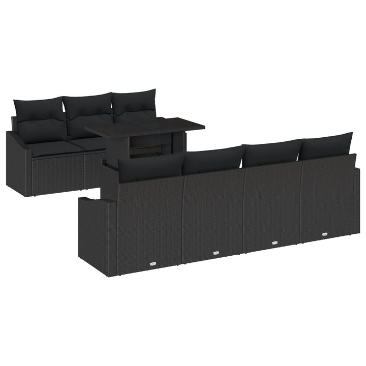 Havensofa Sæt Sæt af 8 Kulsort Rattan, Polyester Havensofa