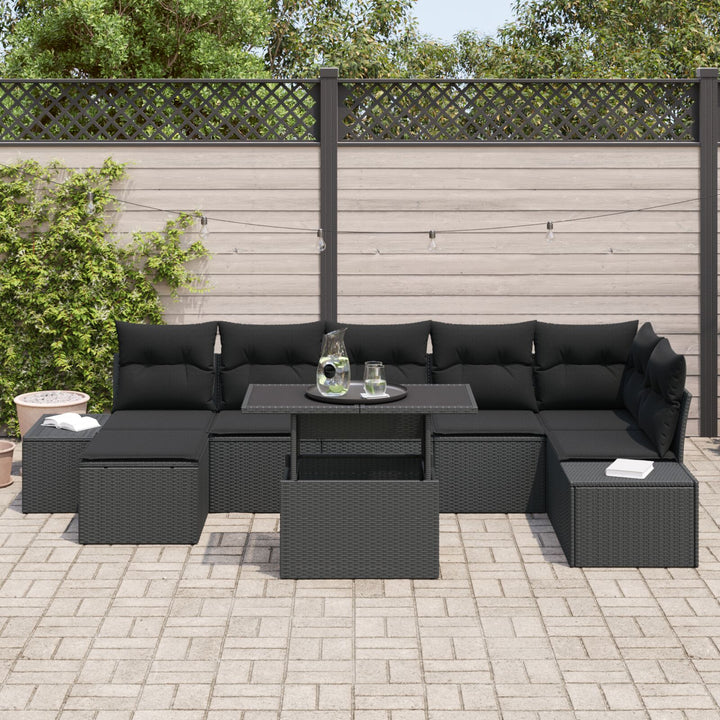 Have Sofa Sæt 8 dele Sort Rattan, polyester puder Have Sofa Sæt