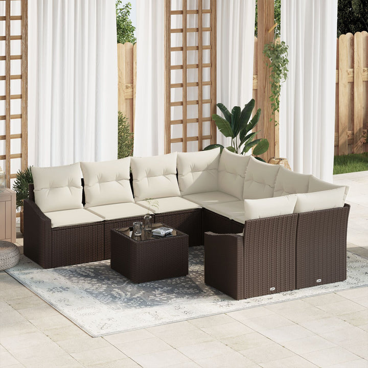 have sofa sæt Sæt af 9 Brun Rattan Have sofa med opbevaring