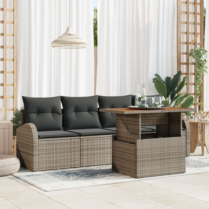 Have Sofa Sæt Sæt af 5 Grå Rattan Have Sofaer Rektangulær