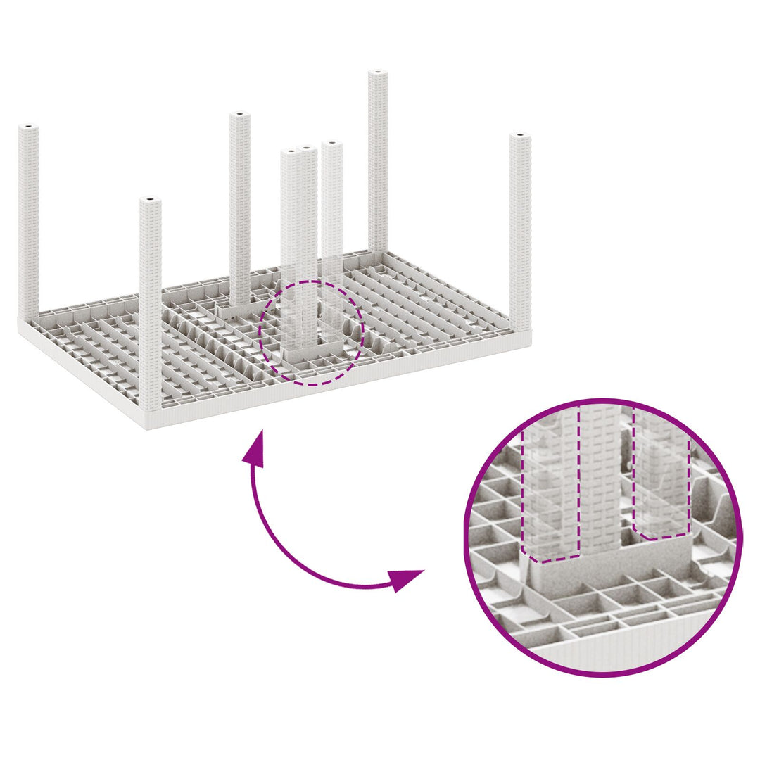 5 Stykker Have Spisebord med Puder Hvid Poly Rattan