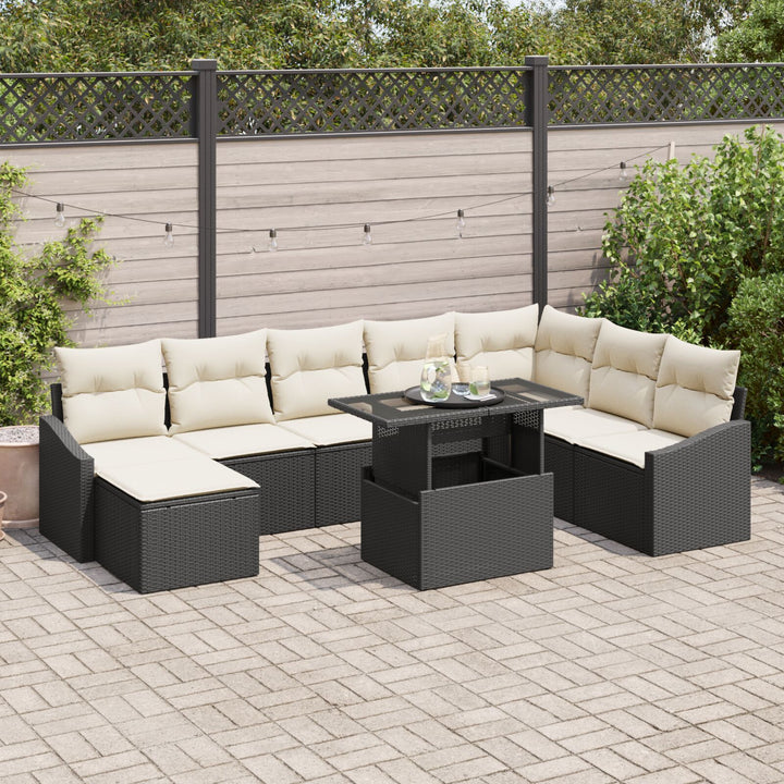 Have Sofa Sæt Sæt af 9 Hvid Rattan, Polyester, Glas