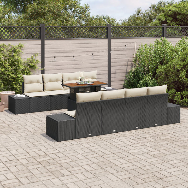 Have Sofa Sæt 7-delt Sort Syntetisk rattan, Polyester