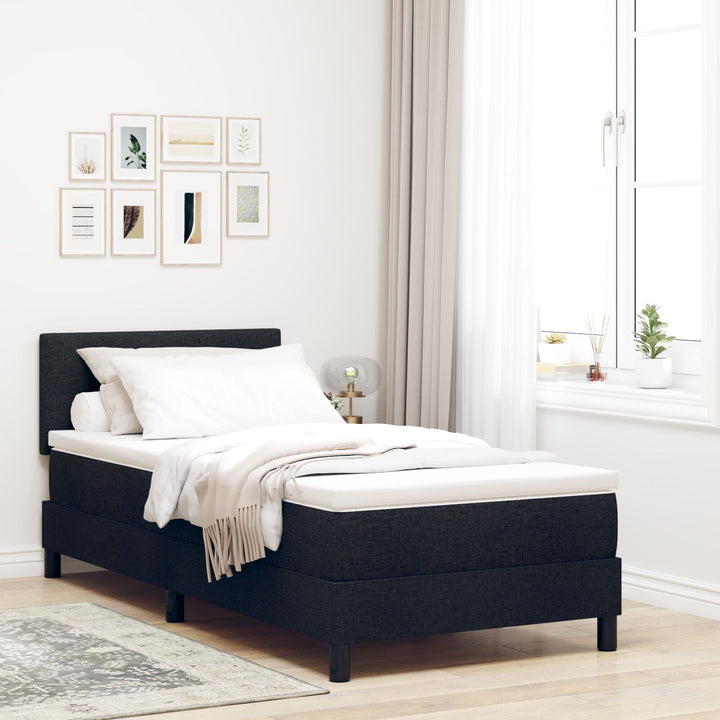 Sengestel med madras Sort og Hvid Stof 90 x 200 cm Sengemadras