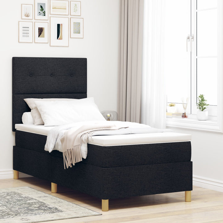 Sengestel med madras Sort Stof 90 x 200 cm Sengemadras