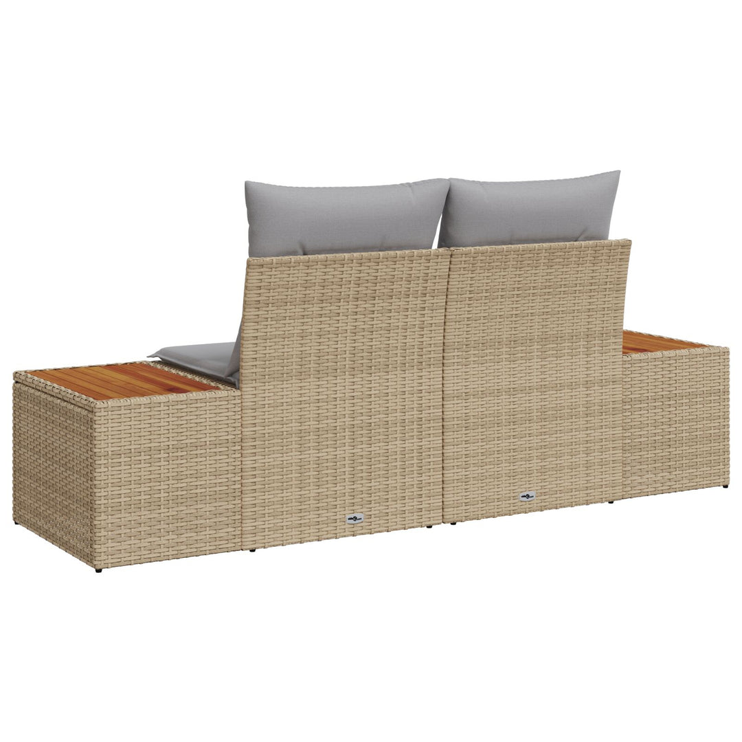 2-personers Have Sofa med Puder Beige Poly Rattan