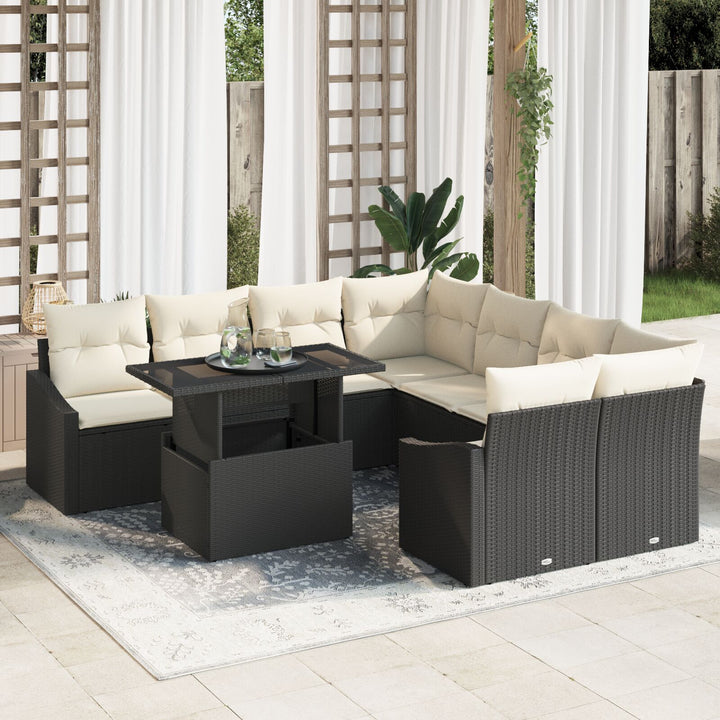Havemøbel Sæt 9 Delers Beige, Brun Rattan, Polyester, Stål