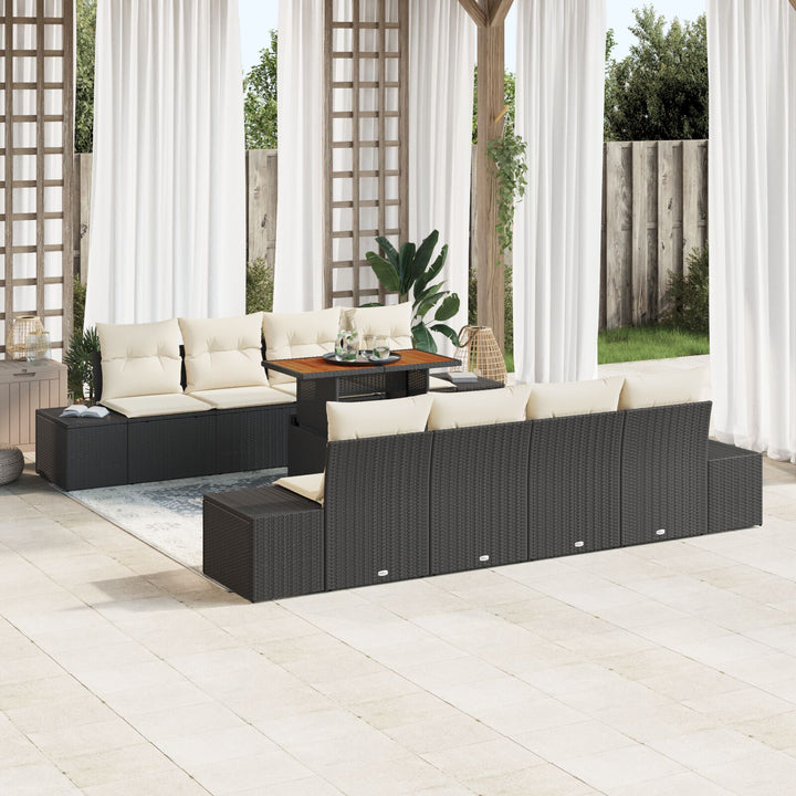 Have Sofa Sæt 7-delt Sort Syntetisk rattan, Polyester