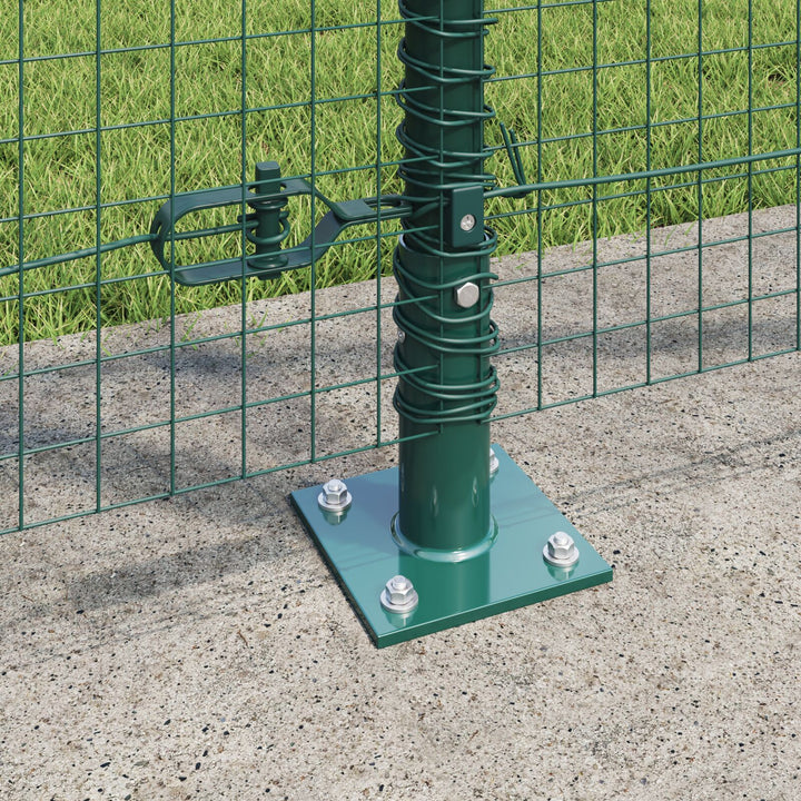 Svejsede Trådgitter med 7 Flanged Stolper Grøn 1,2x10 m Stål