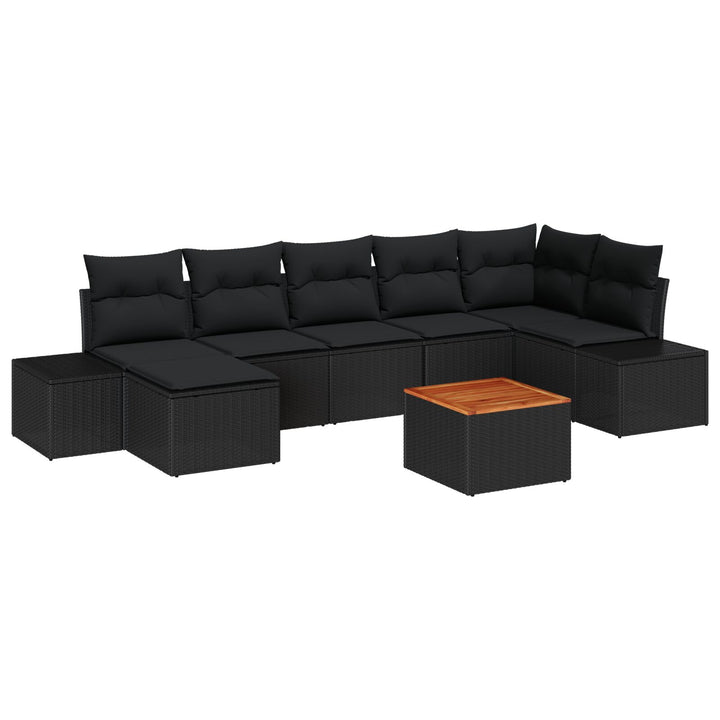 Have Sofa Sæt 8 Stykker Sort Rattan og Træ Rummeligt