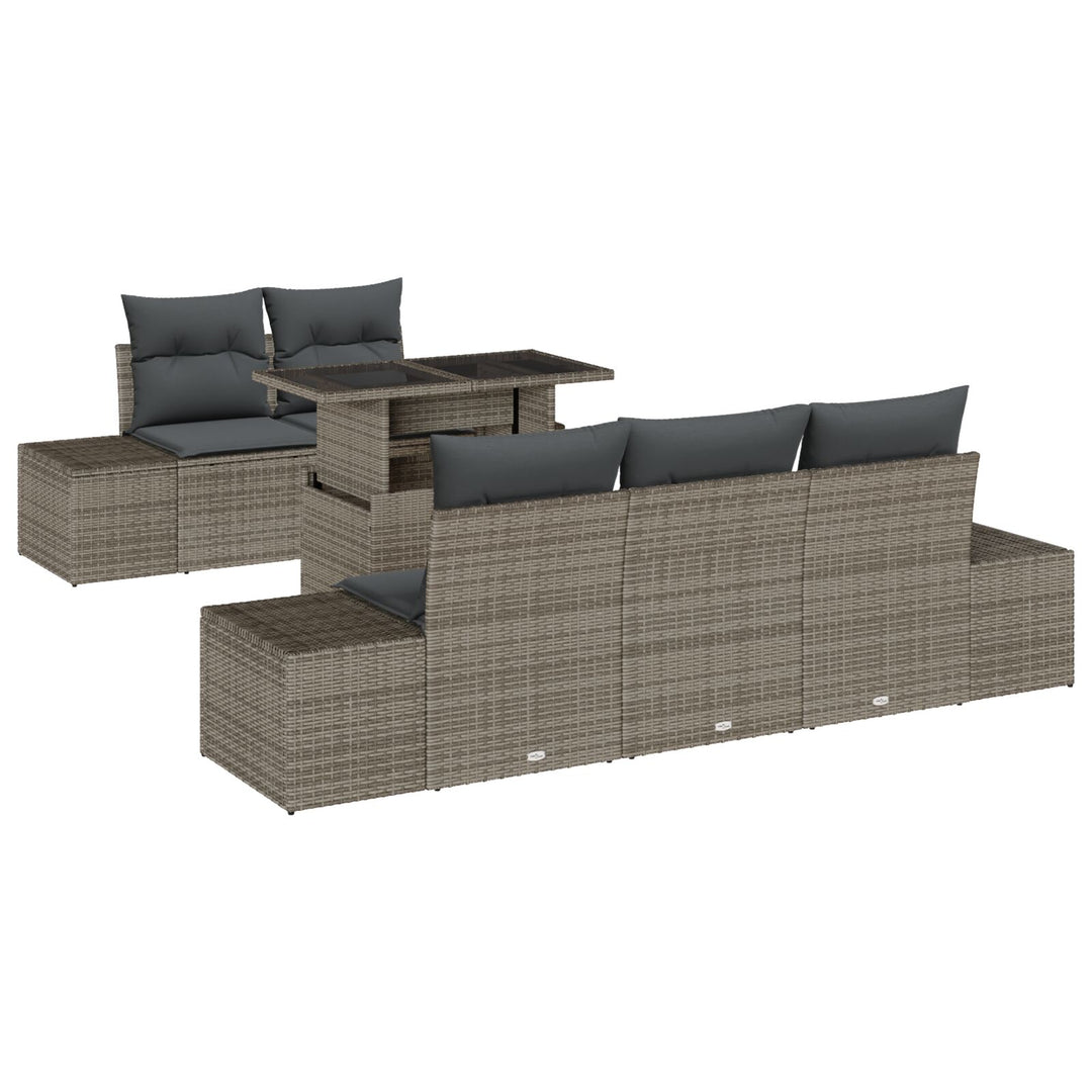 Have Sofa Sæt Sæt af 6 Grå Rattan, Polyester Fiber, Stål
