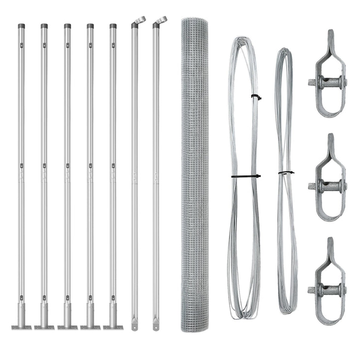 svejsestål hegn med 7 flanged stolper 1.6x10 m galvaniseret stål