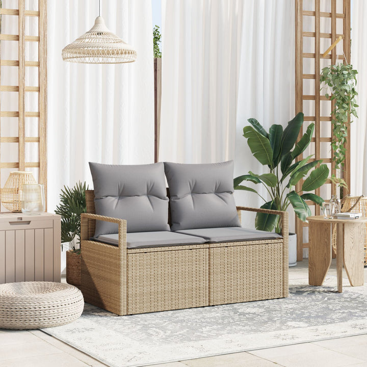 2-personers havnesofa med puder Beige Poly Rattan