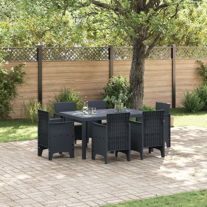 7 stk Have Spisestue med puder Antracit Poly Rattan