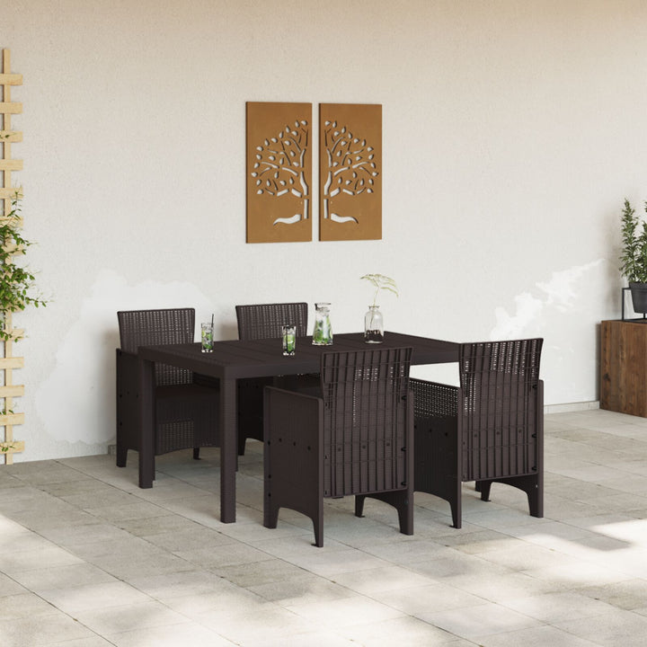 5 Del Havemøbelsæt Brun Poly Rattan