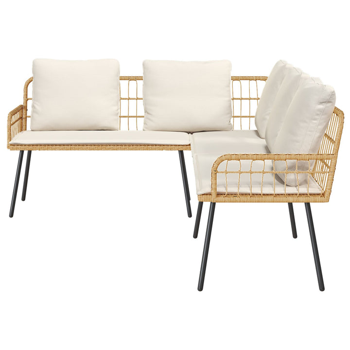 L-formet sofa Natural 231x173x78 cm Poly Rattan