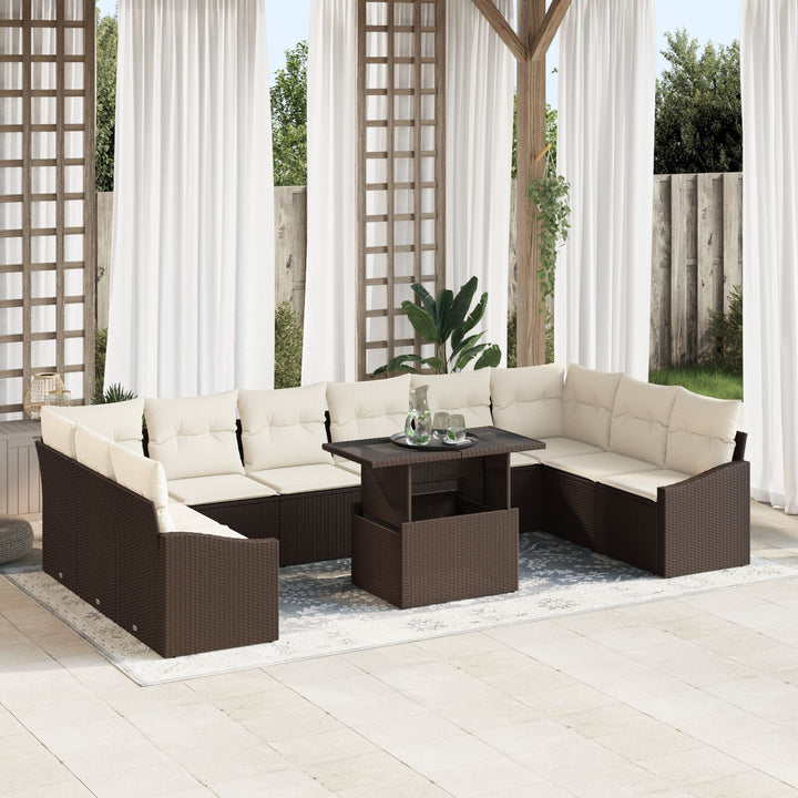 Have Sofa Sæt 11-delt Beige Rattan Have Sofa Sæt Rektangulær
