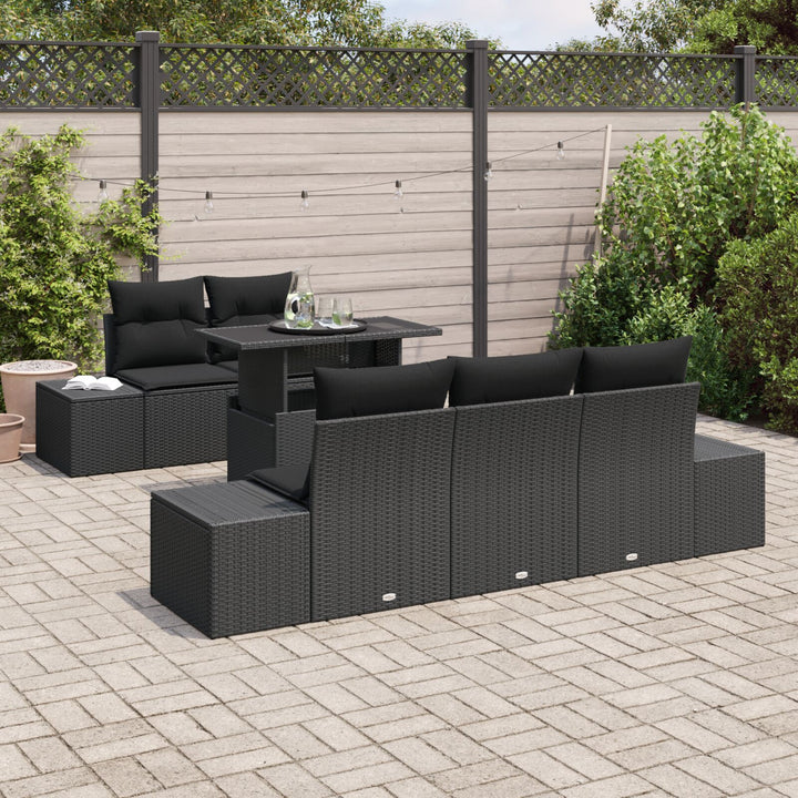 Have Sofa Sæt 6 dele Sort Polyethylen rattan Have Sofa Sæt