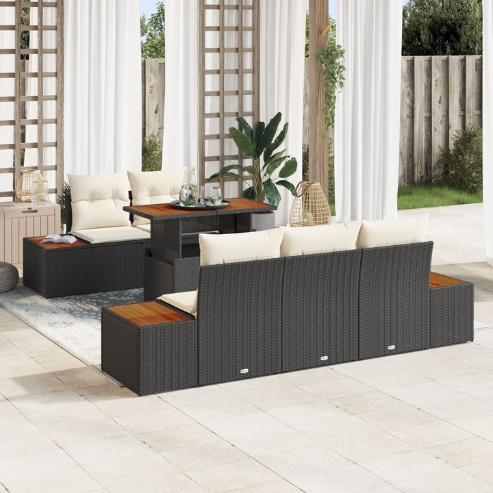 Have Sofa Sæt Sæt af 6 Sort, Brun Rattan, Træ, Polyester