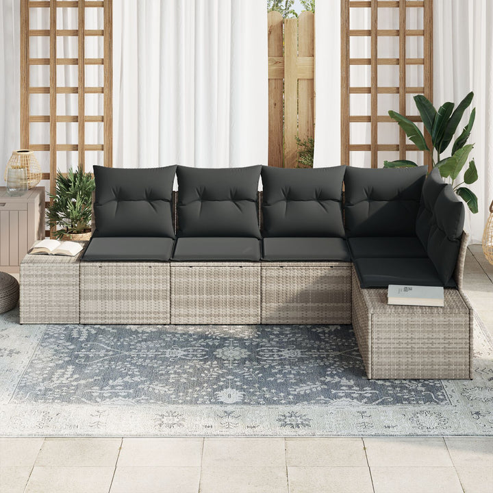 Havensofa Sæt 5 dele Lysegrå Rattan Sektionel sofa til haven