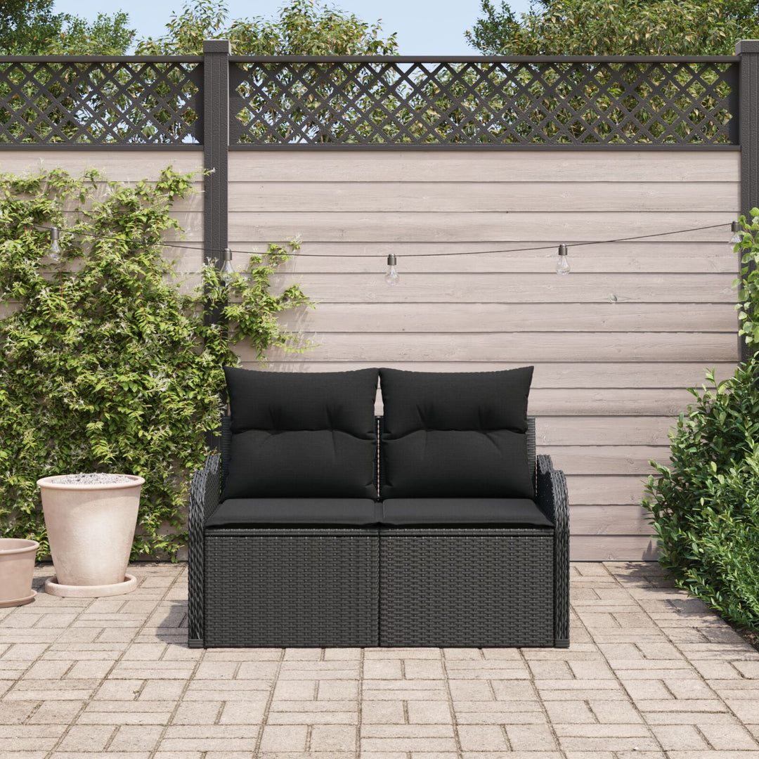 2-personers have sofa med puder sort poly rattan