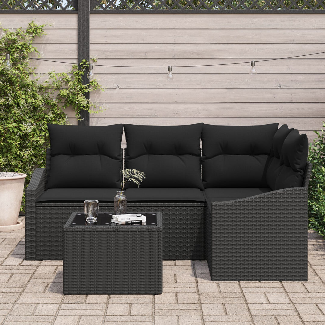 Havemøbel sæt Sæt af 5 Sort Rattan, polyester