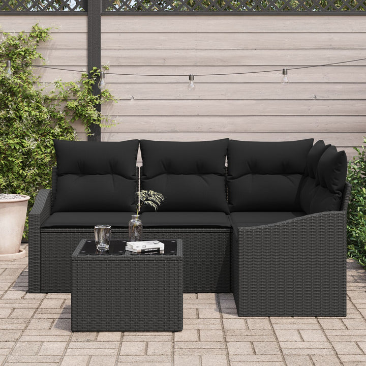 Havemøbel sæt Sæt af 5 Sort Rattan, polyester