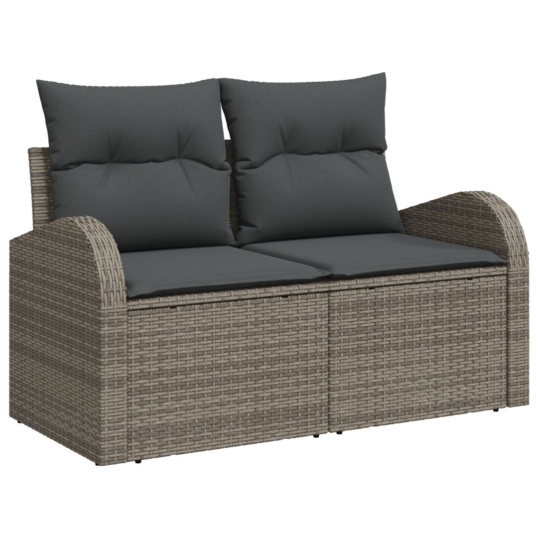 Have Sofa Sæt 6 Delt Grå Rattan Udendørs Spisestue Rektangulær