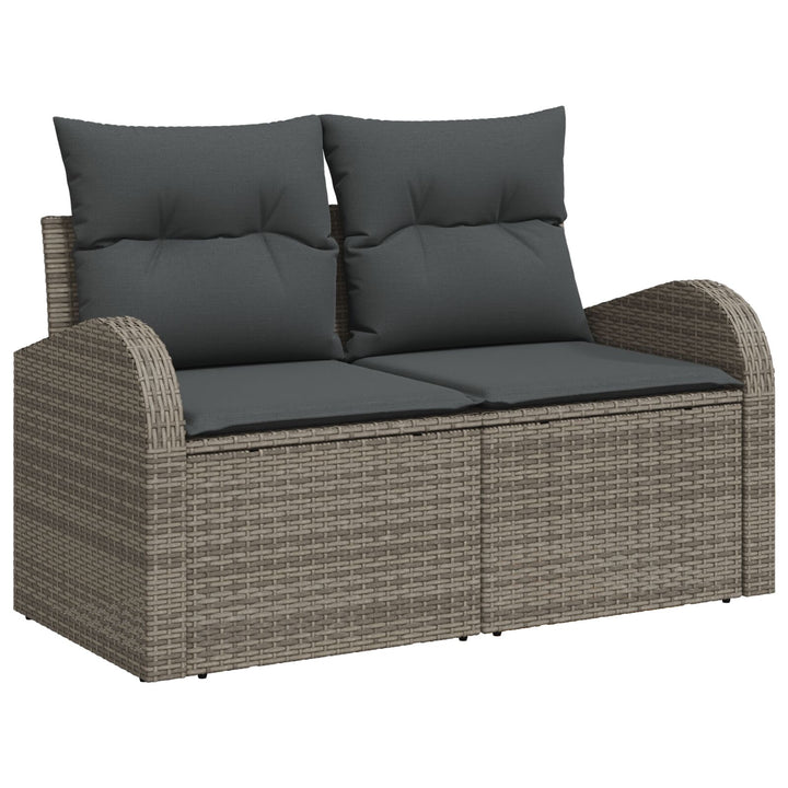 Have Sofa Sæt 6 Delt Grå Rattan Udendørs Spisestue Rektangulær