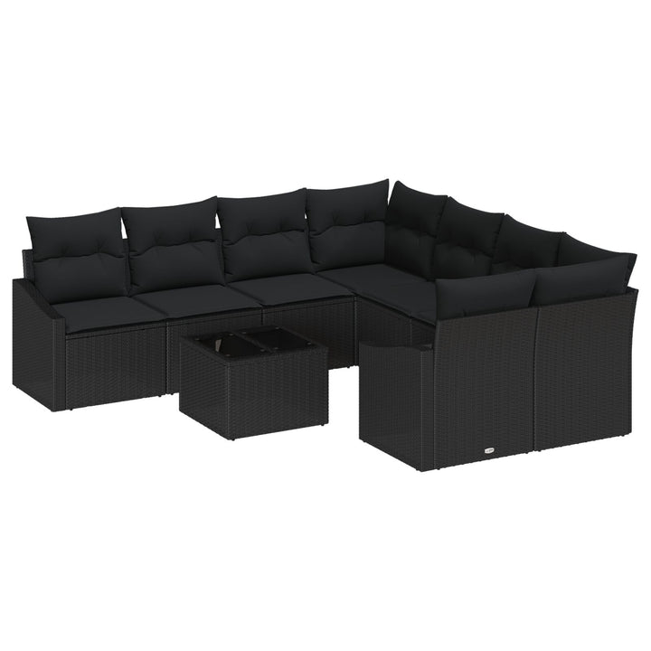 Have Sofa Sæt 9 dele Sort Rattan 4-personers udendørs sofa
