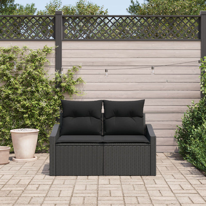 2-personers have-sofa med opbevaring og puder sort poly rattan