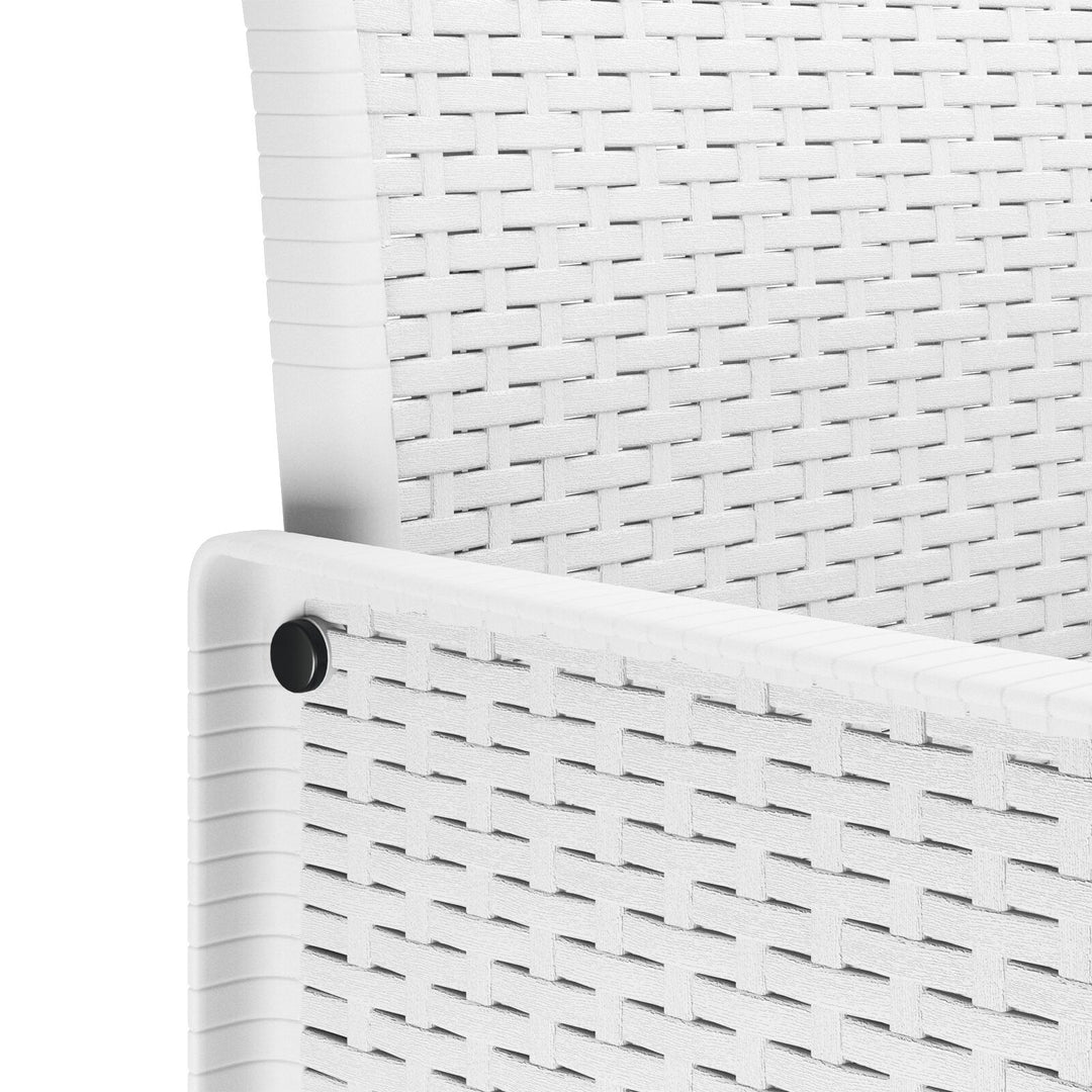 5 Deles Have Spisebord Sæt med Puder Hvid Poly Rattan