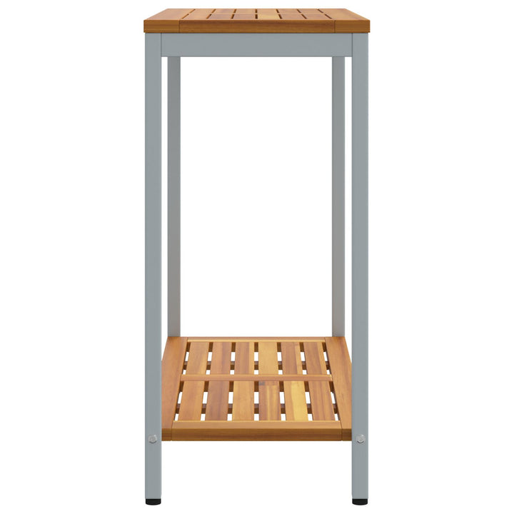 Udendørsbord Naturlig&Grå 35x80x75 cm Massivt Træ og Stål