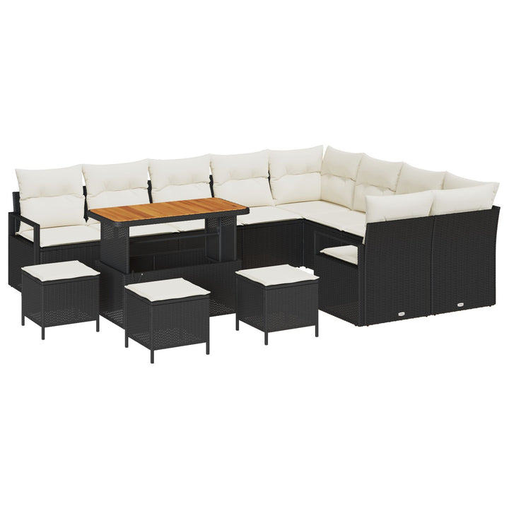 13-deles Have Sofa Sæt med Puder Sort Poly Rattan Akacie, vidaXL 2-personers Have Sofa med Opbevaring & Puder Sort Poly Rattan, vidaXL 4-deles Have Spisesæt med Puder Sort Poly Rattan Akacie